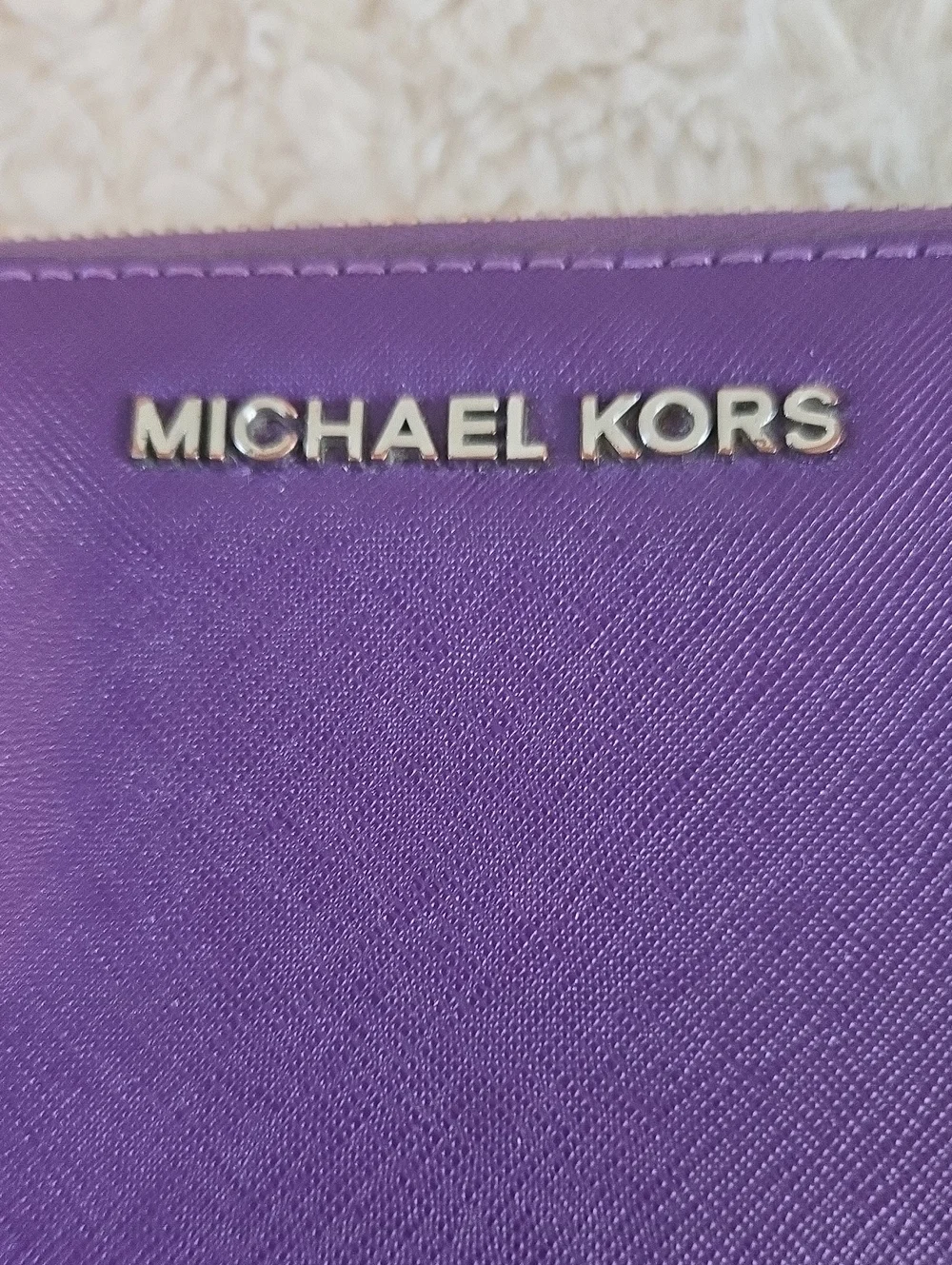 MICHAEL KORS Purple Saffiano Zip-Around Wallet